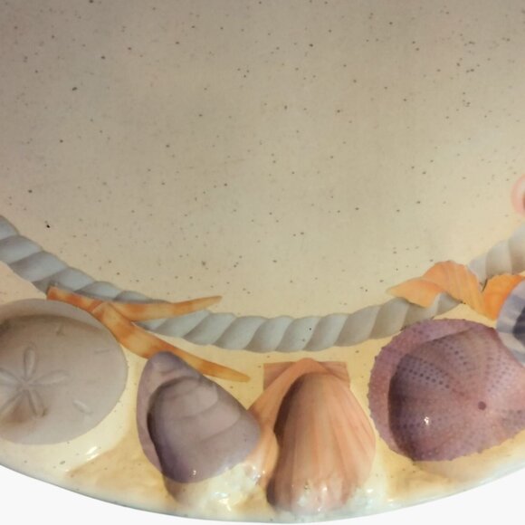 Seashell Platter Oval Plastic Starfish Border Design Beachy Coastal Tropical - Picture 5 of 7